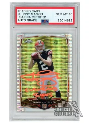 Johnny Manziel 2014 Chrome Auto Pulsar  Cleveland Sucks  RC PSA/DNA 10 Orange • $129.95