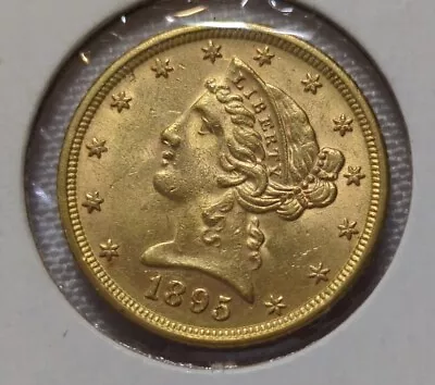 1895 US $5 Liberty Head Half Eagle Five Dollar Gold Coin Beautiful Condition! • $679.99