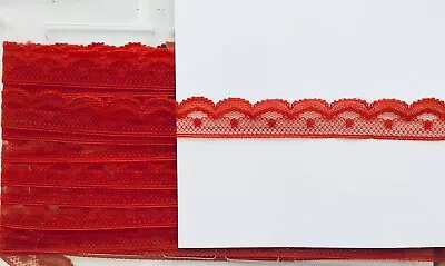 End Of Roll 6 Yard Piece Red Scallop Lace Edging 20 Mm Wide CRAFTS DRESSMAKING • £3.99