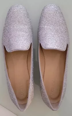 Women's J. Crew Silver Glitter Flats Sz 9 • $52