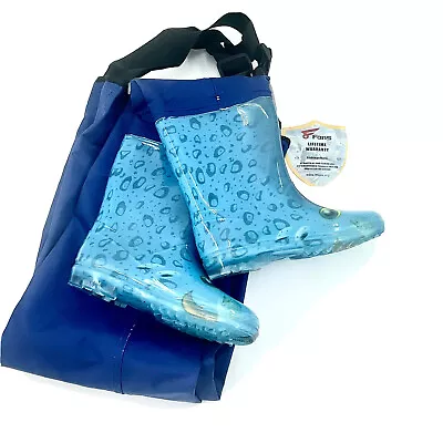 8Fans Youth Fishing Waders Blue Size 10/11 Breathable With Waterproof Boots  • $38.99