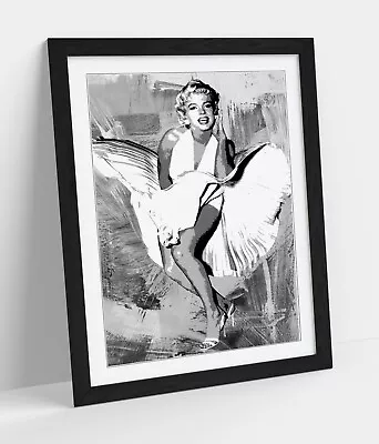 Marilyn Monroe Vintage Grey Paint B&w -art Framed Poster Picture Print Artwork • £12.99