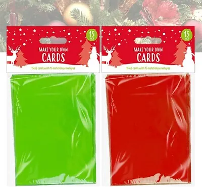 15 X A6 Make Your Own Christmas Card Gift Making Envelopes Blank Cards Craft Kit • £8.50