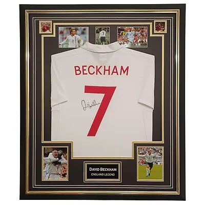 Rare David Beckham England Signed  SHIRT Jersey Autographed Display AFTAL • £2995