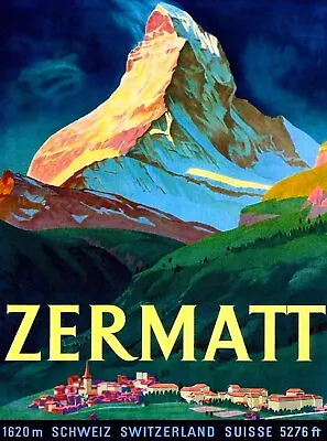 95831 Zermatt Switzerland Matterhorn Schwiez Travel Decor Wall Print Poster • $25.95