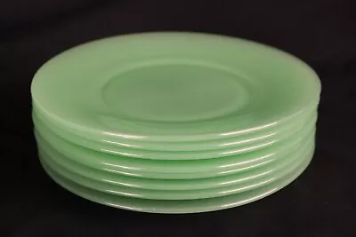 Vintage Mid Century Modern Green Glass Small Plates 8  Set Of 8 • $55