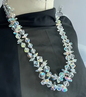 Vendome Aurora Borealis Faceted Bead Double Strand Necklace • $120
