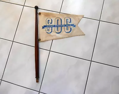 Vintage Spokane Washington Outboard Boat Club Flag With Wood Mast • $199.99