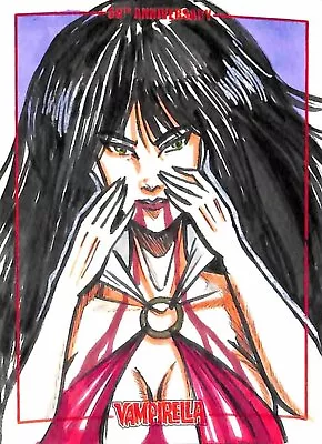 VAMPIRELLA 50TH ANNIVERSARY SKETCH CARD BY XINJIX A3 • $25