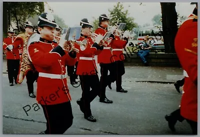Military Photograph Queens Lancashire Regiment Band Marching Playing Trumpets • £3.50