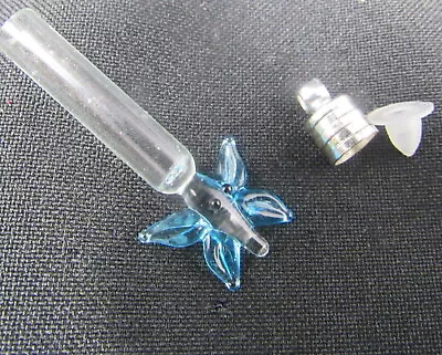 Butterfly Blue Glass Vial 1  Bottle Charm Cremation Ashes Pendant Rice US Seller • $8.99