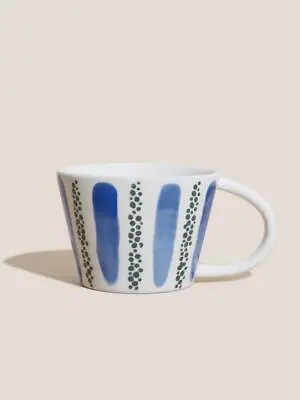 White Stuff Hand Painted Stripe Mug Stoneware Dishwasher Safe Coffee Drink Cup • £4.80