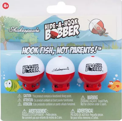 Shakespeare Hide-A-Hook Floats (3 Pack) Fishing Bobbers Red/White • $9.50