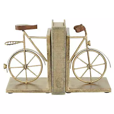 7  Bike Gold Metal Bookends With Wood Accents (Set Of 2) • $27