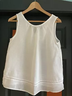 M&S Ladies 100% Pure Linen Sleeveless TOP Size 10 BNWOT  WHITE With V At Back • £5