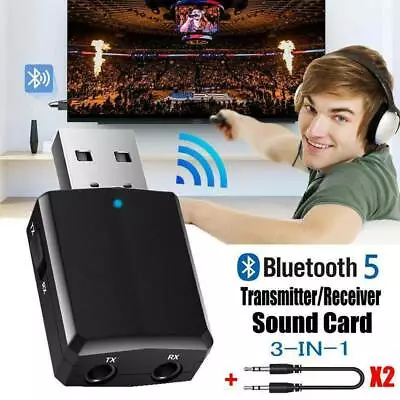 3 In 1 USB Bluetooth 5.0 Audio Transmitter/Receiver Adapter For TV/PC/Car Grace • $4.79