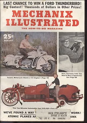 1955 Mechanix Illustrated Magazine: Motorcycle V-8 Engine/Two-Wheeled Automobile • $6.50