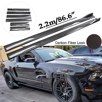 86.6“ Carbon Fiber+Side Skirt Rocker Panel Splitter Lip /For Ford Mustang • $79.99