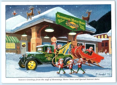 $7.98 • Buy HEMMINGS MOTOR NEWS Christmas Greetings SANTA & ELVES 5½ X8  R. Randall 1995 Art