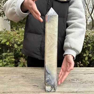5.1LB 15.7  Natural Moss Agate Point Crystal Tower Obelisk Reiki Healing Gift MS • $115