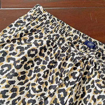 J Crew Leopard Print Linen Cotton Blend Pull On Pants Woman Size 8 Summer Fun • $12.88