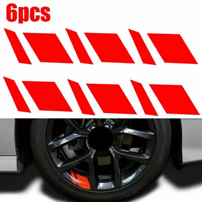 6X Red Reflective Car Wheel Rim Vinyl Decal Sticker Car Accessories For 16 -21'' • $6.64