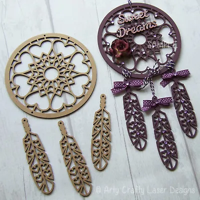 MDF Dream Catcher Craft Blank Make Your Own Hearts Sweet Dreams Design • £4.45