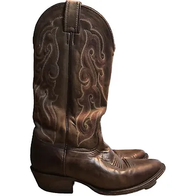 Nocona Western Cowboy Boots Men’s Size 8 D Style 1012C Brown Leather Made In USA • $49.97