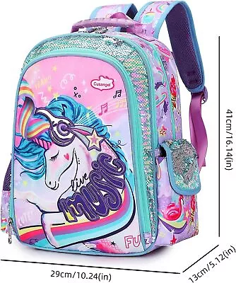 16″ Girls Unicorn Backpack Sequin School Book Bag For Preschool Lightweight US • $14.99