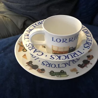 Emma Bridgewater 'Men At Work' Melamine Plate Bowl & Mug - Lorries Cars Diggers • £20