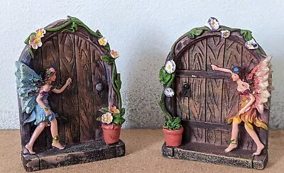 Set Of 2 Resin Sparkle Fairy Doors  - NIB - 9cm Tall Garden Home Ornament Gift • £4.25