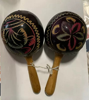 Hand Carved Hand Carved And Painted Souvenir Maracas From St Thomas • $15.95
