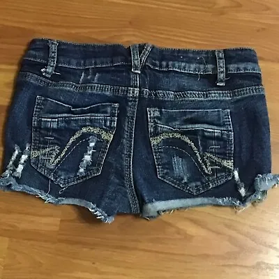 Womens Junior Booty Shorts Size 5 Distressed Cut Off Denim Mossimo Supply Co • $9.25