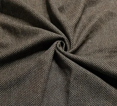 £9.99 • Buy Wool Blend Fabric Black Brown Herringbone 55  Wide 