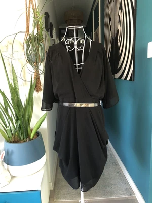 $18 • Buy City Chic Black Dress With Butterfly Sleeves And Belt. Plus Size XS