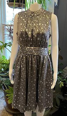 Modcloth Shiny Stars Silver Dress Womens M • $24.99