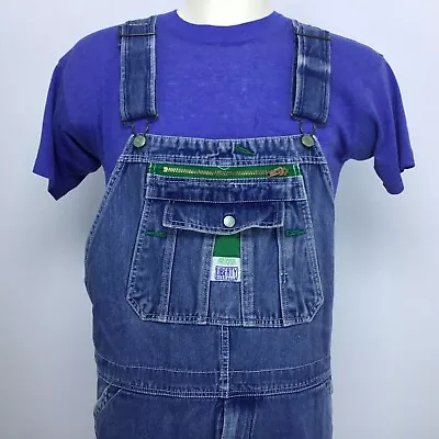 Liberty Mens Sz 41X24.5 READ Bib Overalls Blue Jean Denim Carpenter Farmer • $34.95