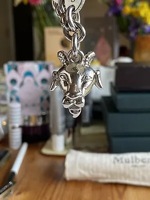 Mulberry Original Metal Zodiac Keyring Silver Tone Capricorn Sea Ram Head Unused • £60