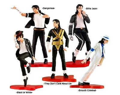 Set Of 5 Pcs Michael Jackson Memorabilia 5  MJ King Of Pop Cake Toppers Figures • $24.99