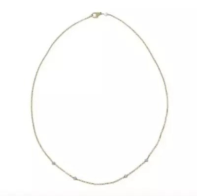 Aaron Basha 18k Necklace With Diamond Barrel Bezels • $2120