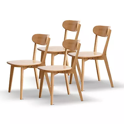 Set Of 4 Solid Wood Dining Chairs Kichen Side Chairs Natural Color  Living Room • $318.99