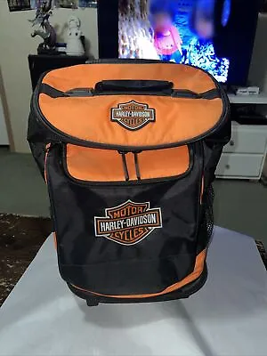 Harley Davidson Rolling Travel Cooler Zip Backpack Orange And Black Insulated • $50