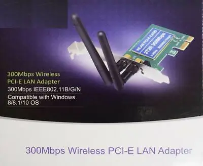 300Mbps Wireless 11N WiFi PCI-E Network Adapter LAN Card + Antennas Desktop PC • £11.90