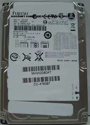 Fujitsu MHW2080AT 80GB IDE 2.5  9.5mm 44 PIN Hard Drive Tested Good • $17.95