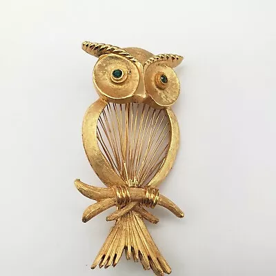 Monet Owl Brooch Pin Gold Tone Very Intricate Body Stamped • $19.85