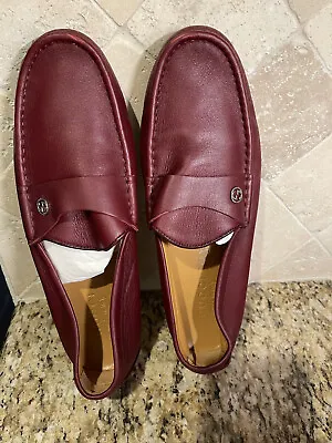 $350 • Buy GUCCI  Men's Burgundy Leather Loafers Size 9.5 Preowned