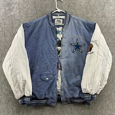 VTG Dallas Cowboys Jacket Mens XL Blue NFL Throwbacks Varsity Bomber Mirage 90s • $39.95