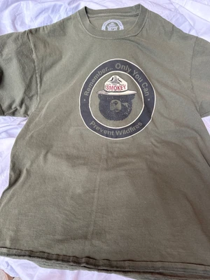 $0.99 • Buy Smokey The Bear Official Licensed Men's Olive Green Short Sleeve T-shirt