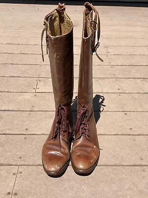 WW2 US Army Military Cavalry Riding Equestrian Leather Tall Officer Boots Shoes • $329.99