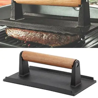 Cast Iron Steak Weight Heavy Duty Burger Press Bacon Press Grill Summer BBQ Gift • £9.99